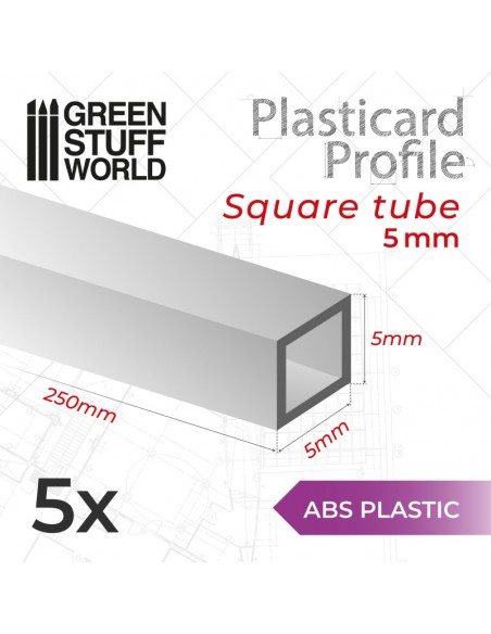PERFIL PLASTICARD TUBO CUADRADO 5 mm